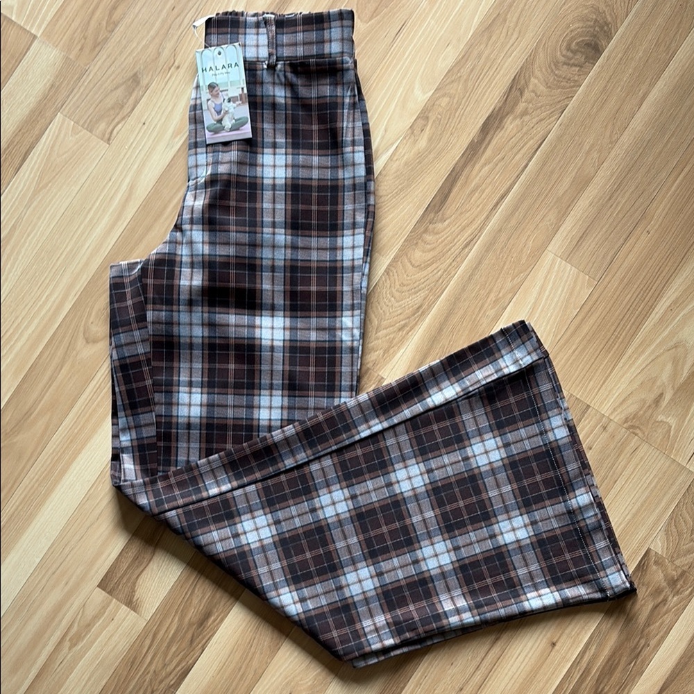 HALARA Brown and Cream Plaid Pants - Picture 6 of 7